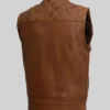 Biker Brown Quilted Leather Vest Mens