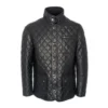 Men’s Black Cafe Racer Quilted Leather Jacket
