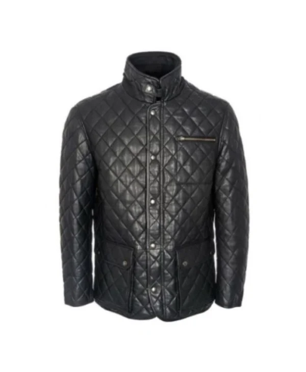 Men’s Black Cafe Racer Quilted Leather Jacket