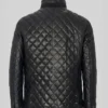 Biker Luxe Quilted Black Leather Jacket for Men Back