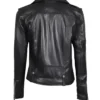 Black Asymmetrical Leather Biker Jacket For Women