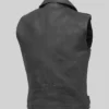 Black Asymmetrical Zipper Biker Leather Vest Mens