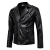 Mens Buston Black Shining Leather Biker Jacket