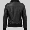 Black Bomber Leather Jacket For Women