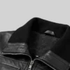 Black Bomber Leather Jacket For Womens Collar