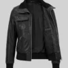 Black Bomber Leather Jacket Womens