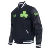 Black Boston Celtics 2024/25 City Edition Chenille Varsity Wool/Leather Jacket