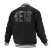 Brooklyn Nets Logoman Shadow Black Varsity Jacket