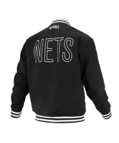 Brooklyn Nets Logoman Shadow Black Varsity Jacket