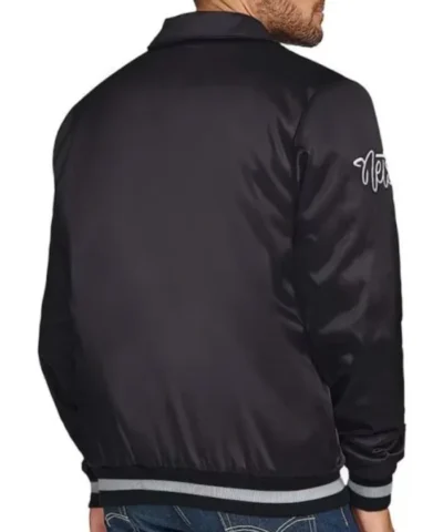 Brooklyn Nets Stitch Applique Black Satin Jacket