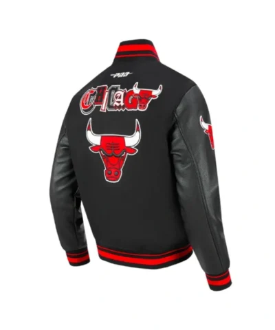 Shop Black Chicago Bulls City Ransom Classic Rib WoolLeather Varsity Jacket