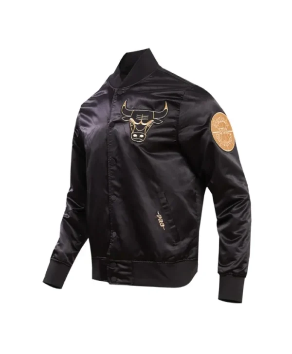 Shop Chicago Bulls Gold Logo Satin Jacket