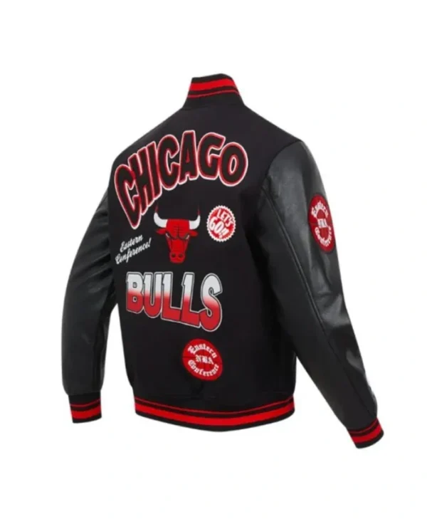 Black Chicago Bulls Turn It Up Classic Rib Varsity Jacket