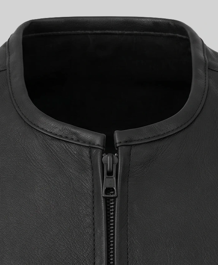 Black Cowhide Leather Biker Vest For Men