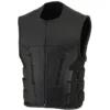 Black Men’s Cowhide Leather Biker Vest