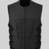 Black Cowhide Leather Biker Vest Mens