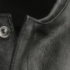 Black Flap Pocket Leather Biker Vest For Men