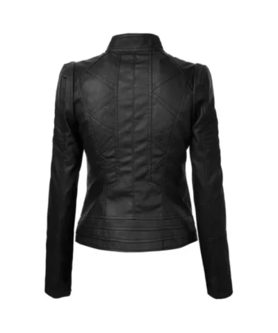 Womens Black Leather Biker Jacket