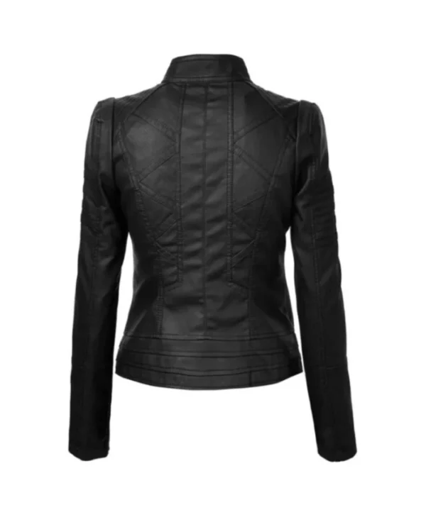 Womens Black Leather Biker Jacket