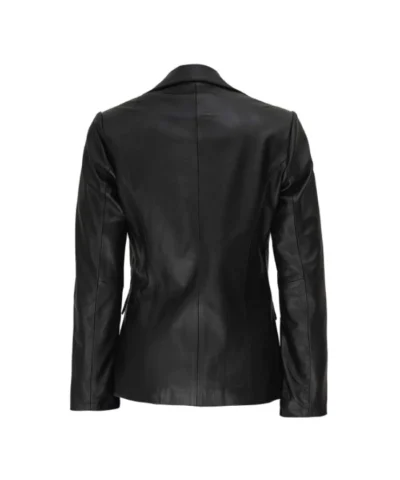 Women’s Black Leather Blazer Jacket