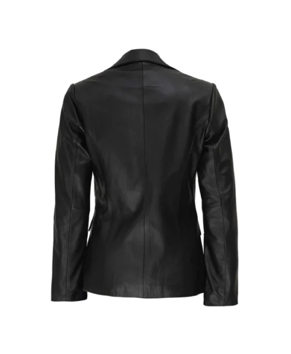 Women’s Black Leather Blazer Jacket