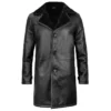 Men’s Black Leather Long Shearling Coat