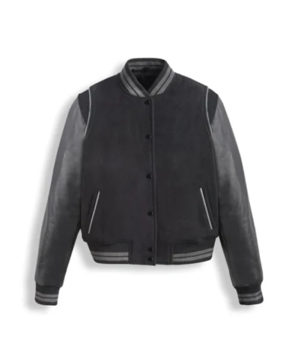 Buy Black Varsity Leather Bomber Jacket For Men’s