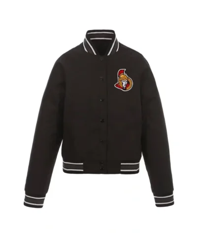 Ottawa Senators Front Hit Poly Twill Full-Snap Black Jacket