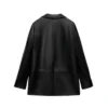 Women Black Oversized Leather Coat Blazer