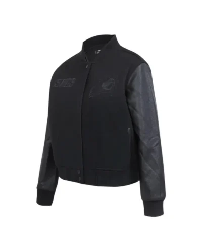 Shop Phoenix Suns Triple Black Varsity WoolLeather Jacket