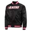 Shop Portland Trail Blazers Throwback Black Wordmark Satin Full-Snap Jacket