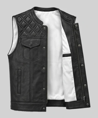 Black Ranger Club Style Leather Biker Vest Men