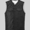Black Ranger Club Style Leather Biker Vest Mens