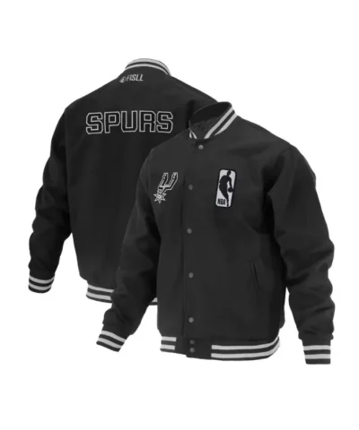 Black San Antonio Spurs Logoman Shadow Full-Snap Varsity Wool Jacket