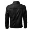 Black Slim Fit Men Quilted Biker Leather Jacket Back View