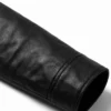 Black Slim Fit Men Quilted Biker Leather Jacket Sleeve Close Up