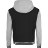 Men's Black and Grey Varsity Hooded Jacket