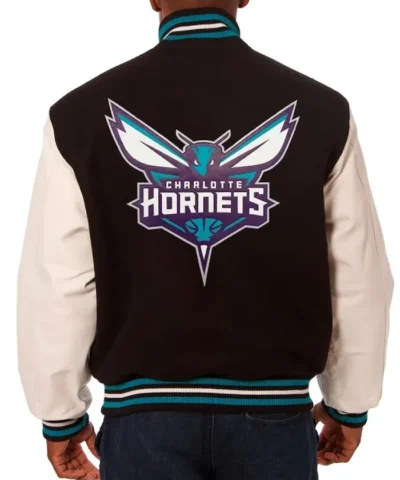 Charlotte Hornets Black and White Varsity Jacket