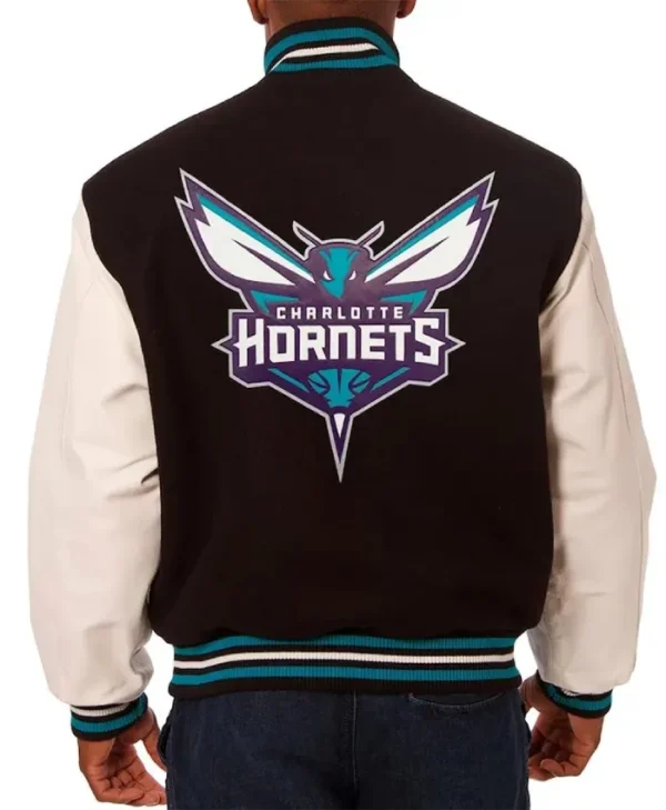 Charlotte Hornets Black and White Varsity Jacket