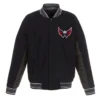 Washington Capitals Accent Varsity Wool Full-Snap Black and Charcoal Jacket
