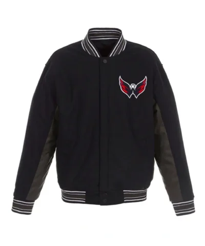 Washington Capitals Accent Varsity Wool Full-Snap Black and Charcoal Jacket