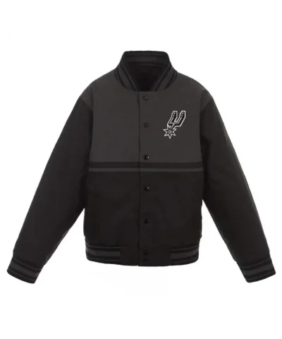 Youth San Antonio Spurs Black and Charcoal Full-Snap Poly Twill Jacket