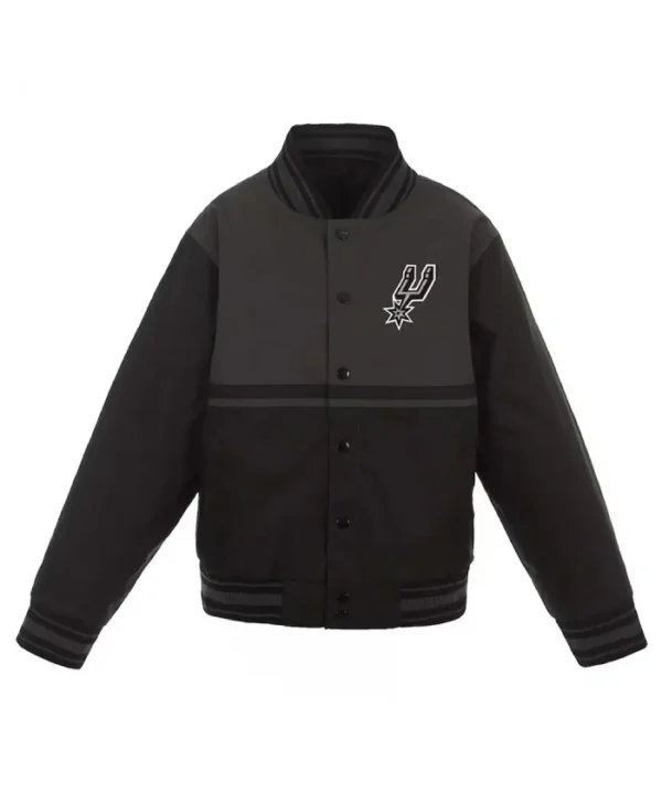 Youth San Antonio Spurs Black and Charcoal Full-Snap Poly Twill Jacket