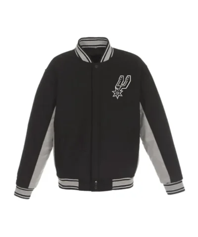 San Antonio Spurs Full-Snap Varsity Wool Black and Gray Jacket