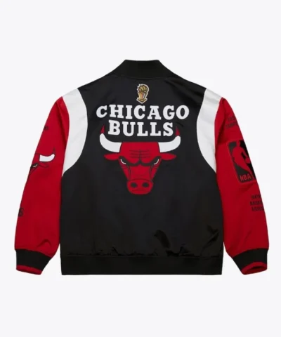 Chicago Bulls Team Origins Black and Red Satin Jacket