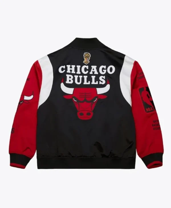 Chicago Bulls Team Origins Black and Red Satin Jacket