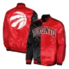 BlackRed Toronto Raptors Color Block Full-Snap Varsity Satin Jacket