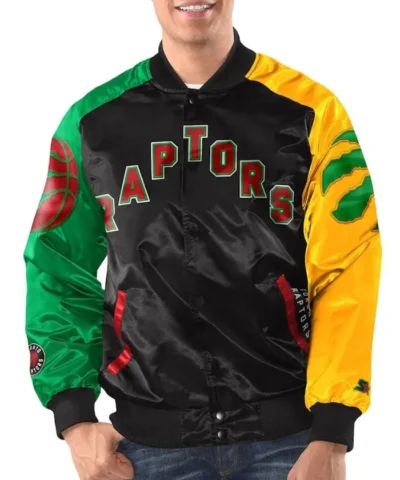 BlackRed Toronto Raptors Ty Mopkins Full-Snap Varsity Satin Jacket