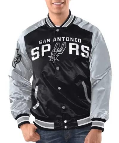 Renegade San Antonio Spurs Full-Snap Satin Black and Silver Jacket