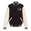 Philadelphia Flyers Varsity WoolLeather Full-Snap Black and White Jacket